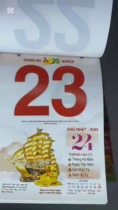 Quyển bloc LỊCH 2025 Bloc rời kích cỡ 14,5 x 21,5 THUẬN BUỒM XUÔI GIÓ HƯƠNG TRANG
