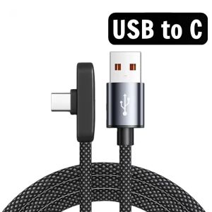 Nylon Braided Right Angle USB-C Wire 90 Degree USB Type C Cable 100W Quick Charging Data Transfer Cables Portable for IPhone Samsung Xiaomi