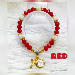 Crystal Bracelet with Crucifix & St.benedict pendant