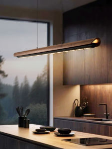 Designers Light | Modern Simple Walnut Long Linear Chandelier