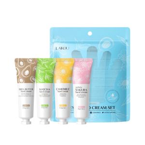 LAIKOU Hand Cream Gift Set of 4 (30g each) | 97% Agree Hands Feel Softer & Comfortable | Shea Butter Matcha Sakura Chamomile | Non-Greasy Long Lasting Moisture with Refreshing Fragrance | Niacinamide & Hyaluronic Acid