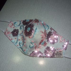 Masker Bridal Single 3ply Brukat Payet Premium Bordir 2D
