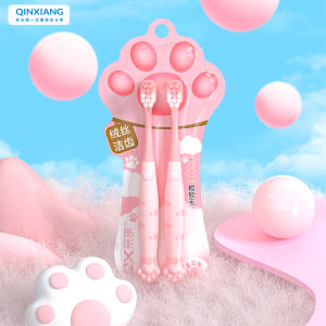 เด็ก นุ่ม ชุดแปรงสีฟันขนแปรง การ์ตูน Cat Claw ดีไซน์ สําหรับอายุ 3-12 ปีฟันปลอมเปลี่ยนระยะเวลาชายหญิงทันตกรรม Care