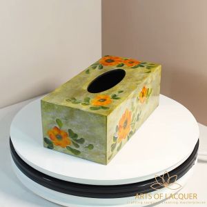 Hộp Đựng Khăn Giấy Sơn Mài Trang Trí Hoa Hướng Dương