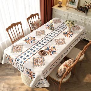 Waterproof Oil-resistant Easy-care Bohemian Long Rectangle Ethnic Style Dining Tablecloth Heat-resistant Luxury Sensation