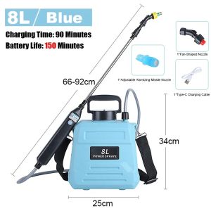 Electric Garden Pressure Sprayer 5L/8L Capacity Mist Sprayer Knapsack Battery Sprayer Pump Pam Racun Bateri