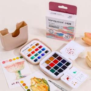 Touch Color | Beginner Student Portable Water Soluble Solid Watercolor Paint Set 16 Colors
