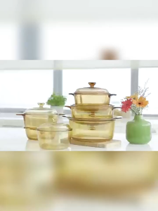 หม้อแก้ว USA VISIONS สีคริสตัลโปร่งใส ทนความร้อน ทนอุณหภูมิสูง รูปลักษณ์สวยงาม หม้อซุปแท้ นำเข้าจากต่างประเทศ