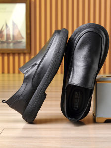 Leather Slip-On Shoes Mens Casual Wide Foot Soft Bottom Soft Leather Head Layer Cowhide Comfortable Autumn Winter Footwear