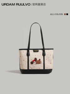 UR Embroidered Dog Totepack Womens Shoulder Bag Commuter Casual Handbag Stylish New 2025 Fashion Trend Zipper Closure