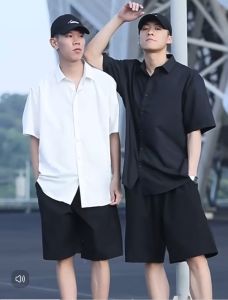 พร้อมส่ง#072#M-3XL#เสื้อเชิ้ตผู้ชายผ้าโพลีเอสเตอร์เรียบง่ายและมีไตล์เนื้อผ้าระบายอากาสได้ดีใส่ได้ทุกโอกกาส