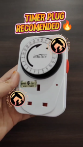 (SIRIM) MINLITE Timer Switch Plug (13A)24Hours Auto OFF Save electric/security Light Indicator Heavy-Duty Capacity 3120W