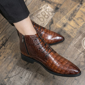 NUDANLAI | Mens Autumn/Winter Chelsea Boots Leather High-top Zip-up