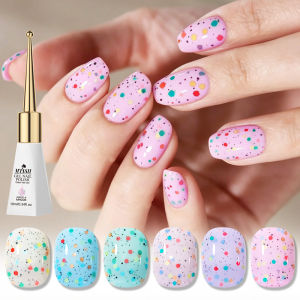 10ml Cheese Fruit Yogurt Rubber Base Gel Nail Polish Sequins Spring Summer Popular Gel Soak Off Semi-Permanent Varnish Manicure