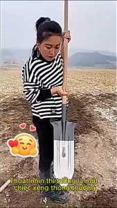 🌱 Xẻng Chuyên Dụng Đen Trắng Đào Di Dời Cây Con – Đào Rãnh Làm Mương Tiện Lợi