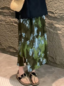 MEITESIJIAONU | Green Printed A-Line Skirt