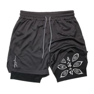 กางเกงขาสั้นสองชั้นลายอนิเมะดาบพิฆาตอสูร คิบุทสึจิ มุซัน สำหรับผู้ชาย ฤดูร้อน ออกกำลังกาย ปั่นจักรยาน เดินป่า รุ่นใหม่ 2-in-1