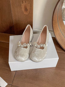 Elegant French Design Qipao Matching Mary Janes Shoes Suede Light-color High Heel Shoe
