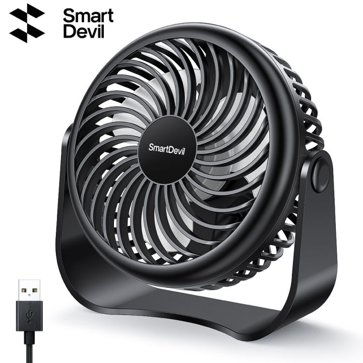 SmartDevil USB Desk Fan, 3 Speeds Portable Mini Desktop Fan, 360° Adjustment Small Personal Table Fan for Home Office Car Outdoor Travel (Black)