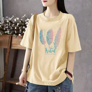 off-Season Big Sale Brand Discount Summer Gray Pure Cotton Tops Short Sleeve Fashion Artistic Loose Womens T-shirt