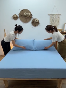[shop in 24h]Bedsheet Single / Queen / King Premium Cotton Plain Fitted Bedsheet with pillowcase