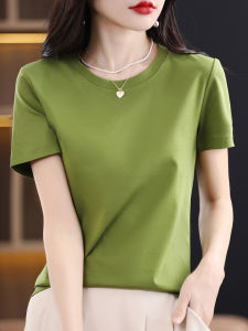 130 Pieces 100% Mercerized Cotton Womens T-Shirt round V-neck Summer Tops Short Sleeve Loose Half-Sleeve Pure Cotton All-Matching T-shirt Color