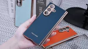 CHUBAN | Hinge Protection Full Cover Plain Leather Case For Samsung Galaxy Z Flip 8 7 6 5 4 3 5G With Screen Protector Plating Hard Shell