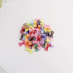 30pcs/lot 1.5x3cm Mini Satin Ribbon Bows Scottish Tartan Handmade Knotted Bow for DIY Hair Clips Craft Clothing Decorations