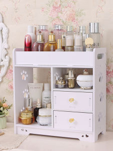 กล่องเก็บเครื่องสำอางสไตล์ยุโรปแบบถังเสื้อผ้าสำหรับใช้ในบ้านแบบเรียบง่าย ชั้นวางเครื่องสำอางสำหรับโต๊ะแต่งหน้า ชั้นวางเครื่องสำอาง ชั้นวางลิปสติก