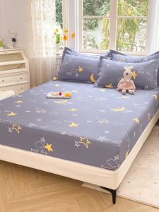 Pure Cotton Bedding Protector Cartoon Print Elastic Hem Universal Fit for Childrens Bed Mat Cover Breathable Seasonless