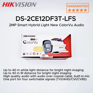 (2025 New) HIKVISION DS-2CE12DF3T-LFS 2MP Smart Hybrid Light New ColorVu Audio Analog Bullet Camera 40M White Light & IR Distance Built-in Mic TVI/AHD/CVI/CVBS Switchable CCTV Camera NASHANTOO