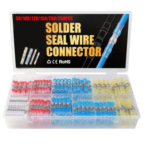 50/100/120/150/200/250PCS Solder Seal Wire Connectors Heat Shrink Butt Connectors Waterproof Insulated Electrical Wire Terminal