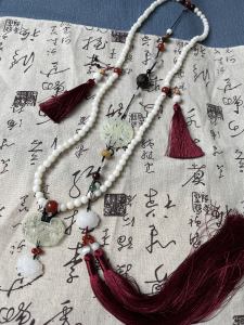 Ming Dynasty Hanfu Accessories Long Back Cloud Yingluo White Jade Padauk Turquoise National Style Jewelry Pendant Horse Tail Skirt Tassel