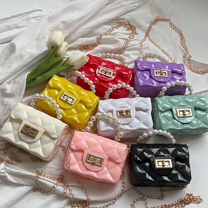 Fashion cute Korean jelly bag shoulder Messenger chain bag pearl