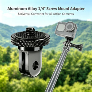 Aluminum Alloy 1/4" Screw Mount Adapter Anti-Slip for GoPro Hero 13 12 11 9 DJI OSMO Action 6 5 4 3 Insta360 X5 X4 Action Camera