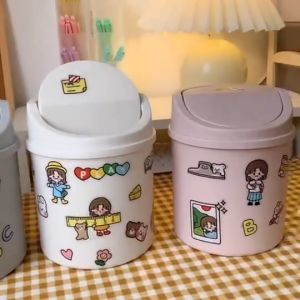 🇲🇾 Ready Stock Desktop Mini Rubbish Bin Cute Small Trash Bin With Lid Table Dustbin Garbage Waste Tong Sampah Kecil 垃圾桶