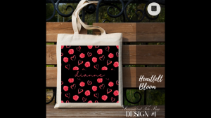 Personalized Heartfelt Bloom Tote Bag (12x14)