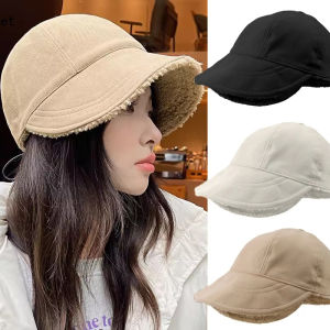 หมวกปีกกว้างขนสัตว์แกะอบอุ่นหนาฤดูหนาวใหม่ผู้หญิงหญิงสาวการเรียงขนแกะสีทึบชาวประมงหมวกปานามาหมวกกันลมกลางแจ้ง