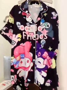 387 E ชุดนอนผู้หญิงผ้าไหมอิตาลีทิ้งตัว ชุดนอนโอเวอร์ไซส์ อก 46 แขนสั้น ขายาว ฟรีไซส์ ใส่สบาย (สินค้าพร้อมส่ง)