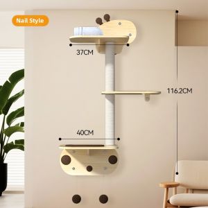hipidog | Space-Saving Wall Mounted Cat Tree Climbing Perch Observation Deck and Sleeping Cabin Wooden