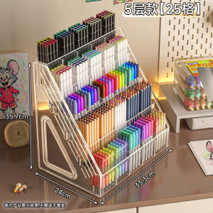 Transparent Large Capacity Markers Storage Rack Desktop Organizer for Students Watercolor Pencils Arrangement Plastic Stand
