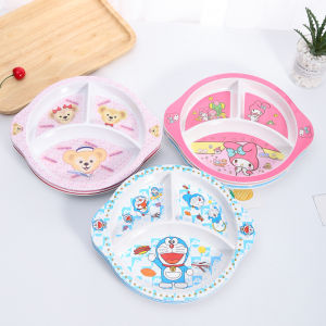 Childrens Dinner Plate Separated Fruit Plate Melamine Drop-Resistant Tableware Suit Cartoon Cute Kindergarten Baby Eating Plate
