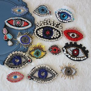 Heavy Industry Manual Beaded Rhinestone Embroider Eyes Clothing Ornament Patch Cloth Sticker DIY Brooch Package Cap Decorative Accessories