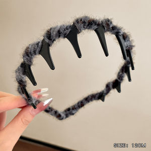 Băng Đô Kẻ Vằn Báo Cổ Điển Có Răng Cho Nữ Kiểu Tóc Cao Bó Sát Phong Cách Hàn Quốc Phụ Kiện Tóc Đa Năng Băng Đô Chống Trượt