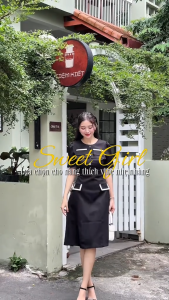 Đầm cổ tròn phối nắp túi tùng A BEMINE MT8424