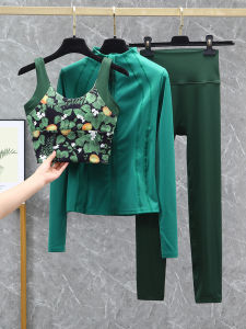 2025 New Womens Yoga Fitness Suit Set Colorful Print Running Professional Training Sportswear Long Pants Sleeveless Outfit