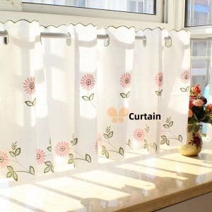 Pink Daisy Korean Style Countryside  Kitchen Half Curtain Coffee Curtain Small Window Curtain Short Curtain Cabinet Partition Curtain