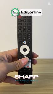 【𝐅𝐑𝐄𝐄 𝐁𝐀𝐓𝐓𝐄𝐑𝐘 𝐀𝐀𝐀𝐗𝟐】Replacement Remote Control For SHARP GB422WJSA Aquos Android LED CHIROQLI Smart TV Netflix Prime Video Youtube