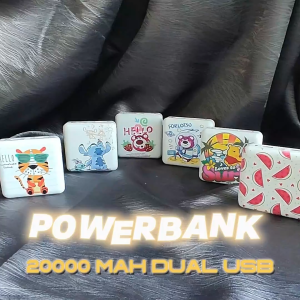 Mivok Custom Powerbank 20000 mAh Dual USB Output Gambar Kustom Power Bank Gaya kartun Lucu Mini UV Ori