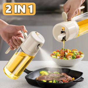 2 in 1 Oil Sprayer Bottle 550ML Gravity Auto Open&Close Oil Dispenser Kitchen Household Leakproof Sauce Bottles